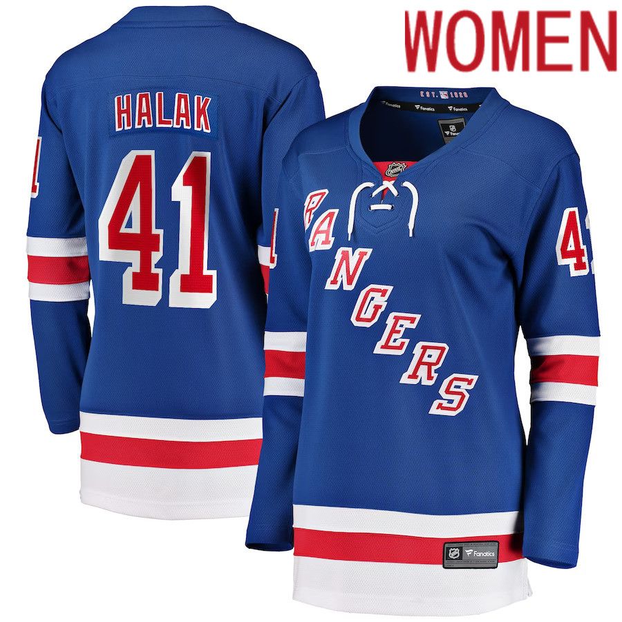 Women New York Rangers 41 Jaroslav Halak Fanatics Branded Blue Home Breakaway Player NHL Jersey